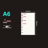 A6 6-Hole Loose Leaf Filler Paper white