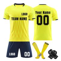Asmeniniai marškinėlių komplektai Vyriški mergaičių su vardo numeriu Individualūs futbolo megztiniai berniukams Treniruočių kostiumas XXXXS yellow