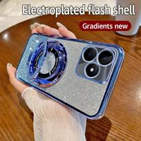 Blizgantis laikiklis žiedas telefono dėklas, skirtas Realme Note 60 50 5 5i 6i 9i 5 7 8 9 10 11 12 13 14 Pro Plus 4G 5G 14X 14T 12X 11X Minkštas dėklas Realme 9i 4G gray
