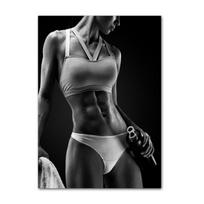 Juoda balta Sexy Fitness Girl Wall Art Print Drobė Tapyba Plakatai Spaudiniai svetainei Sporto salė Sienų nuotraukos Miegamojo apdaila 40X50cm Unframed gray