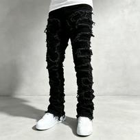 Exclusive for European size men's jeans, elastic retro slim fit casual trendy high street straight pants M white