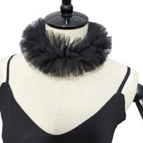 Elizabethan Mesh Ruffle False Collar Choker and Faux Wrist Cuffs for Renaissances Fairs and Theatrical Performances black