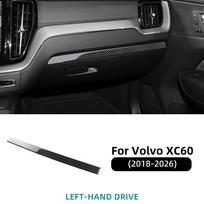 Real Soft Carbon Fiber Passenger Dashboard Trim Strip For Volvo XC60 2018 2019 2020 2021 2022 2023 2024 2025 2026 Car Interior FOR LHD BLACK CARBON