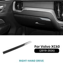 Real Soft Carbon Fiber Passenger Dashboard Trim Strip For Volvo XC60 2018 2019 2020 2021 2022 2023 2024 2025 2026 Car Interior FOR RHD BLACK CARBON black