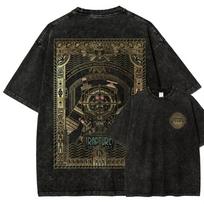 2026 Classic Retro Shooting Game Bioshock Peripherals Graphic Print T-shirt Men Women New Harajuku Wind Tee Vintage Washed Cotton Top Short Sleeve Top XL black