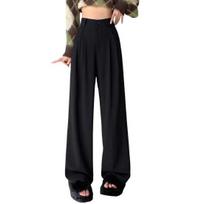 Yousheng Women Long Pants Button Zipper Fly High Waist Office Lady Trousers with Pockets Solid Color Straight Wide Leg Suit Pants XL