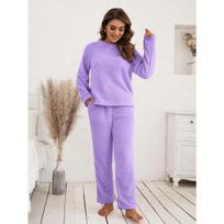 Moterų dvipusis pūkuotas vilnos 2 dalių komplektas Laisvas kasdienis džemperis Loungewear rinkinys Namų drabužiai XL