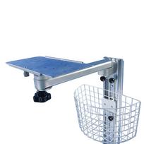 Aluminum Alloy Straight Arm Wall Mount, Device Monitor Stand with Storage Basket, Wall Mount for Monitor gray
