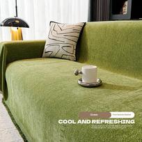 Home Pure Color Herringbone Pattern Chenille Sofa Towel Full Cover Sofa Cover Anti-cat Scratching Sofa Blanket 90x90cm white