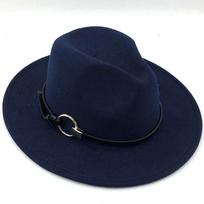 Paprasta vilnonė moteriška „Fedora“ skrybėlė žiemai rudeniui Elegantiška „Lady Floppy Cloche“ plataus krašto „Jazz“ kepuraitė, dydis 56–60 cm 59to61CM blue