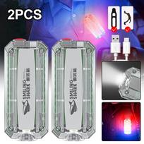1/2PCS Red Blue LED Strobe Warning Light Police Shoulder Clip Flashlight Outdoor Running Light Rechargeable Safety Helmet Lamp gray