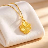 Four Petal Gold Necklace for Women, Pendant Choker Chain, Daily Date Accessories, Birthday Valentine's Day Jewelry