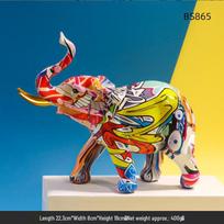 Long-Nosed Elephant Resin Ornament for Home and Desk Decor brown
