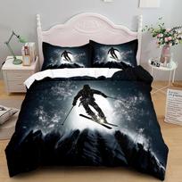 Mountain Ski Extreme Duvet Cover Set UK Single Double Queen US Twin Full King Size Pkm Bed Linen Set EU single(135x200cm) black