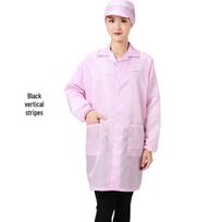 Antistatinis, be dulkių, apsauginis darbo chalatas mėlynos/baltos spalvos, skirtas elektronikos ir maisto pramonei - Unisex 3XL; Pink Button Coat + Small Hat white