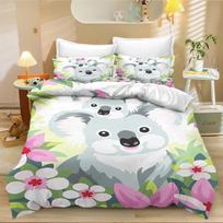 Home Koala Fun Duvet Cover Set For Kids And Boys, Single Size Soft Polycotton Printed Bedding Set With 1/2 Pillowcases 75*50Cm 70x133cm 2pcs white