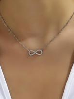 Fashion Simple Stainless Steel Infinity Pendant Necklace for Women Classic Lucky Zircon Love You Forever Jewelry Birthday Gift sidabras