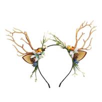 Lovely Tree Branch Antler Shape Hair Hoop Women Cosplay Headband Makeup Hairband beige