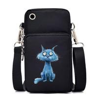 Juokinga anime katė Mini rankinė per petį telefonui, pakabinamas ant kaklo piniginė, vertikali rankinė moterims