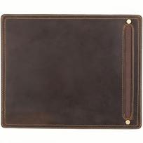 Genuine Cowhide Mouse Pad 17.91x11.86cm, Non-Slip Leather Desk Mat with Pen Slot for Office and Study black