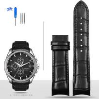 Lenktas galas natūralios odos laikrodžio apyrankė 22mm 23mm 24mm Tissot Couturier T035 laikrodžio apyrankei Plieninė sagtelė Dirželis Apyrankė 24mm black