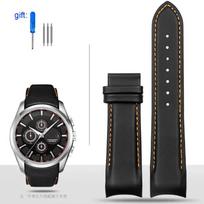 Lenktas galas natūralios odos laikrodžio apyrankė 22mm 23mm 24mm Tissot Couturier T035 laikrodžio apyrankei Plieninė sagtelė Dirželis Apyrankė 24mm black