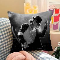 Pop Singer Michael Jackson Cushion Cover Pillow Cover Decor Pillowcase Printed Cushion Case For Couch Peach skin 18*18(CM)-1Pcs gray