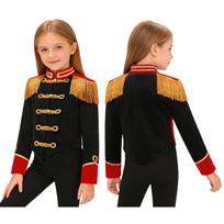Vaikų mergaičių cirko Ringmaster Cosplay pasirodymo kostiumai Helovino vakarėliui ilgomis rankovėmis kutais Epaulet aksomo striukės paltai 9-10 Years brown