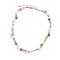 Trendy Bohemian Styles Multicolor Beads Choker Necklace Featuring Imitation Pearls Decoration for Women Wear white