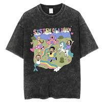 Washed Vintage System of A Down Graphic Tshirt Men Women Classic Rock Music Band Cartoon Anime Print T-shirts Y2k Mens T Shirts 3XL beige