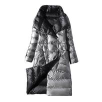 Dvipusis ilga pūkinė striukė pavasario rudens ruduo baltos spalvos ančių pūkelių šiltas parkas Juodas Auksas Pilka Šviesiai mėlyna Žalia Balta S-5XL L gray