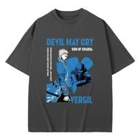 Devil May Cry Vergil  Son of Sparda  Vintage Style Oversized T-Shirt | Action Game Streetwear Tee XXXL gray