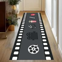 Filmo ritės raštas Kino salės Grindų kilimėlis Neslystantis ilgas kilimas Dekoratyvinis namų kino teatro zonos kilimas Įėjimo kilimėlis 50x80cm gray