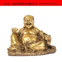 Vietnamese Copper Buddha Figurine: God of Wealth and Prosperity beige