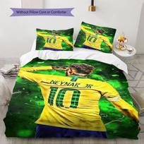 Neymar Pattern Bedding,Quilt Set Quilt Cover Pillowcase Home Birthday Gift(1 * duvet cover + 2 * pillowcase, without core) 135x200cm