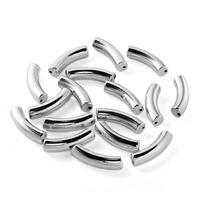 10Pcs/Lot 10*33mm Bent Pipe Bead Acrylic Curved Tube Beads for DIY Bracelet Necklace Pendant Jewelry Making Findings Accessories 10 Pcs sidabras