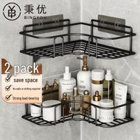 Punch-Free Carbon Steel Corner Shelf 2-Pack gray