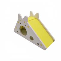 Hamster House with Slide and Sleeping Hut - Colorful Small Animal Playhouse Accessories for Hamsters, Gerbils and Small Rodents (A ) One Size yellow