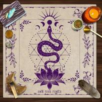Moon Phase Snake Altar Cloth Mystic Wiccan Tarot Tablecloth Witchcraft Supplies Wall Tapestry Ritual Mat Aesthetic Room Decor 50X50CM blue