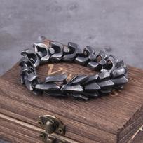 Viking Ouroboros vintage punk bracelet for men stainless steel fashion Jewelry hippop street culture 21cm gray