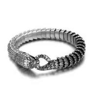 Viking Ouroboros vintage punk bracelet for men stainless steel fashion Jewelry hippop street culture 19cm black