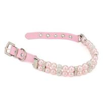 Perlinė augintinio apykaklė Dirbtinės perlos Cirkonio šuo apykaklė Katės karoliai Vestuvės Šventė Rožinė Mėlyna Žalia S neck 22-25cm white