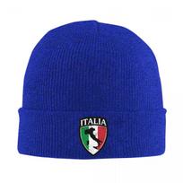 Italia Warm Knitted Cap Fashion Bonnet Hat Autumn Winter Outdoor Beanies Hats for Unisex Adult One Size blue