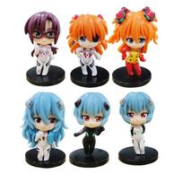 6Pcsset Neon Cute Genesis Classic Evangelion Anime Figure Model Cake Decoration Desktop Display Ornament Collectible Toy 9.5CM