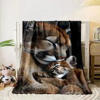 Cougar Family Snuggle Blanket for all seasons blanket lunch break throw gift 80cm x 120cm