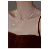 Minimalist Pearl Choker Necklace Women Handmade 3mm/4mm Warm White Imitation Chain Adjustable Length 385cm Or 405cm Necklace Length 38.5 cm