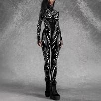 Helovino Cosplay Kombinezonas Su 3D Spalvingu Spaudiniu Moteriai Rolei Žaisti Black,S gray