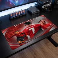 Cristiano Ronaldo emblemos pelės kilimėlis, prailgintas neslystantis guminis stalo kilimėlis žaidimams, biurui, nešiojamam kompiuteriui, gerbėjo dovana 30cmx60cm（11.8x23.6inch）