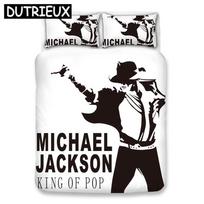 Michael Jackson 3D Bedding Set  Duvet Covers Pillowcases Cartoon Michael Jackson Comforter Bedding Sets Bedclothes Bed Linen (135x200cm) white