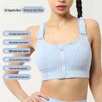 Plus Size High-Impact Sports Zipper Bra for Women - Shockproof Support for Yoga & Running XL beige